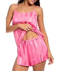 Midnight Bakery Striped Sleeveless Scoop Neck Satin Shorty Pajama Set