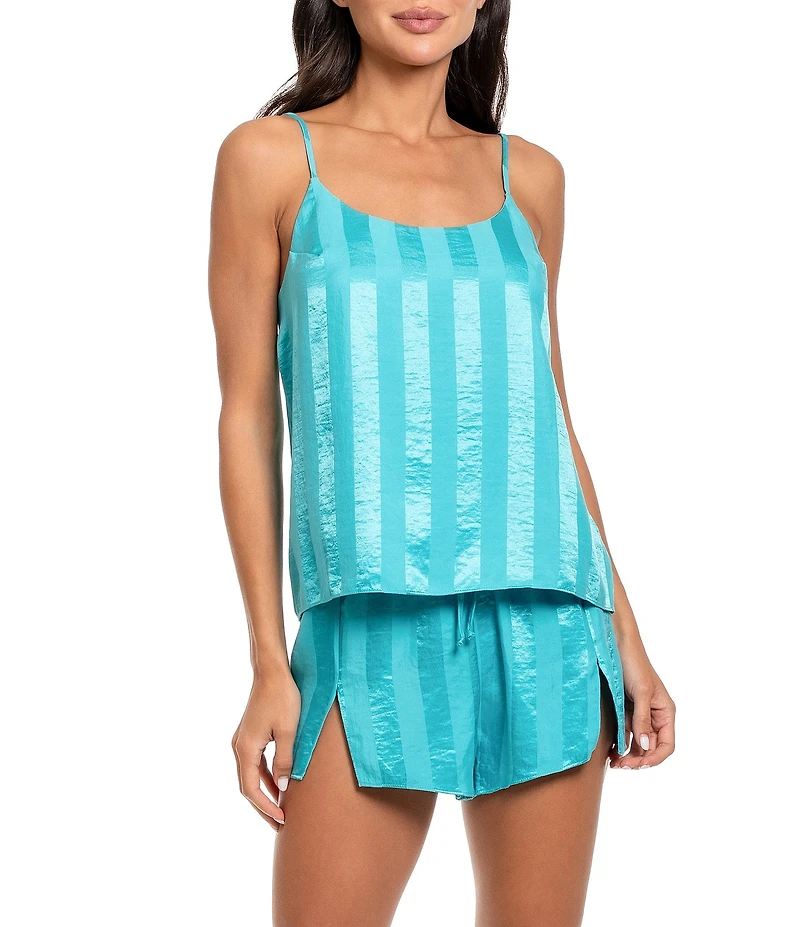 Midnight Bakery Striped Sleeveless Scoop Neck Satin Shorty Pajama Set