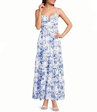 Midnight Doll Destination Printed Notch Neck Tiered Maxi Dress
