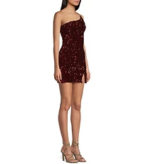 Midnight Doll One Shoulder Sequin Front Slit Bodycon Dress