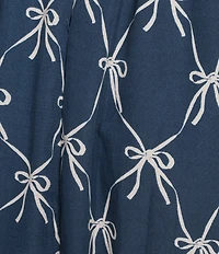 Midnight Doll Bow Print Pleated Midi Dress