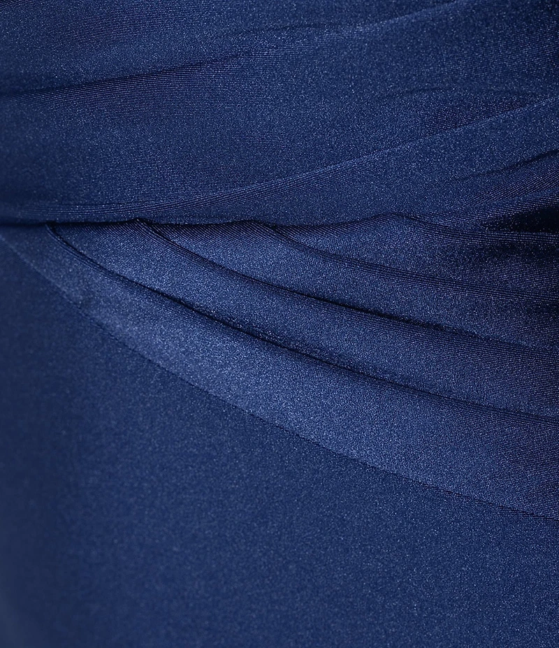 Midnight Doll Chemical Lace Jersey-Knit Satin Strapless Sweetheart Neck Side Slit Gown