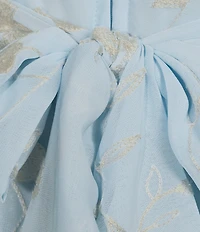 Midnight Doll Chiffon Floral Embroidered V-Neck Long Sleeve Tiered Dress