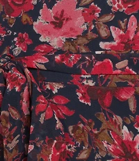 Midnight Doll Chiffon Floral Print Flutter Sleeve Sweetheart Neck Drop Waist Dress