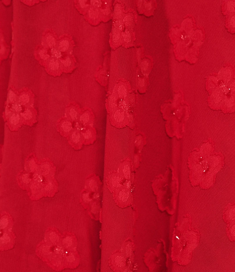 Midnight Doll Chiffon Jacquard Long Sleeve Tiered Dress
