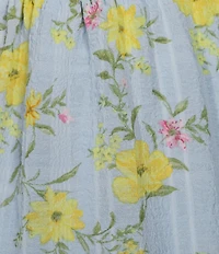 Midnight Doll Chiffon Lace Floral Printed Flutter Sleeve Tie Front Tiered Mini Dress