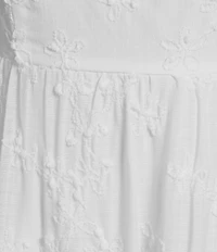 Midnight Doll Embroidered Spaghetti Strap Square Neck Bow Back Tiered Dress