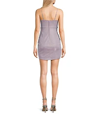 Midnight Doll Fairy Dust Rhinestone Strap V-Neck Tulip Hem Bodycon Mini Dress