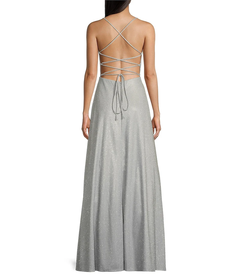 Midnight Doll Fairy Dust Square Neck Spaghetti Strap Strappy Back Ball Gown