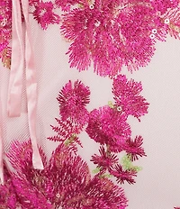 Midnight Doll Floral Embroidered Sequin Pinch Front Mermaid Dress