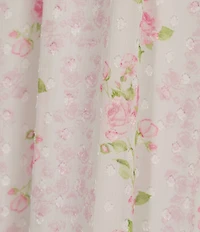 Midnight Doll Floral Printed Clip-Dot Lace Trim Tie Front Maxi Dress