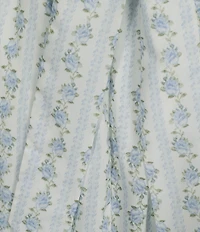 Midnight Doll Floral Printed Short Puff Sleeve Scoop Neck Tie Bow Back Midi Dress