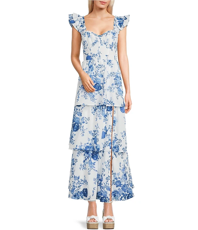 kendal ruffle sleeve maxi dress Francesca's Kendal Ruffle Sleeve Maxi Dress