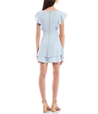 Midnight Doll Flutter Sleeve Double-Hem Fit & Flare Dress