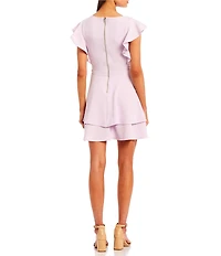 Midnight Doll Flutter Sleeve Double-Hem Fit & Flare Dress