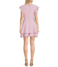 Midnight Doll Flutter Sleeve Double-Hem Fit & Flare Dress