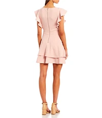 Midnight Doll Flutter Sleeve Double-Hem Fit & Flare Dress
