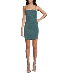 Midnight Doll Glitter Knit Square Neck Caged Back Dress