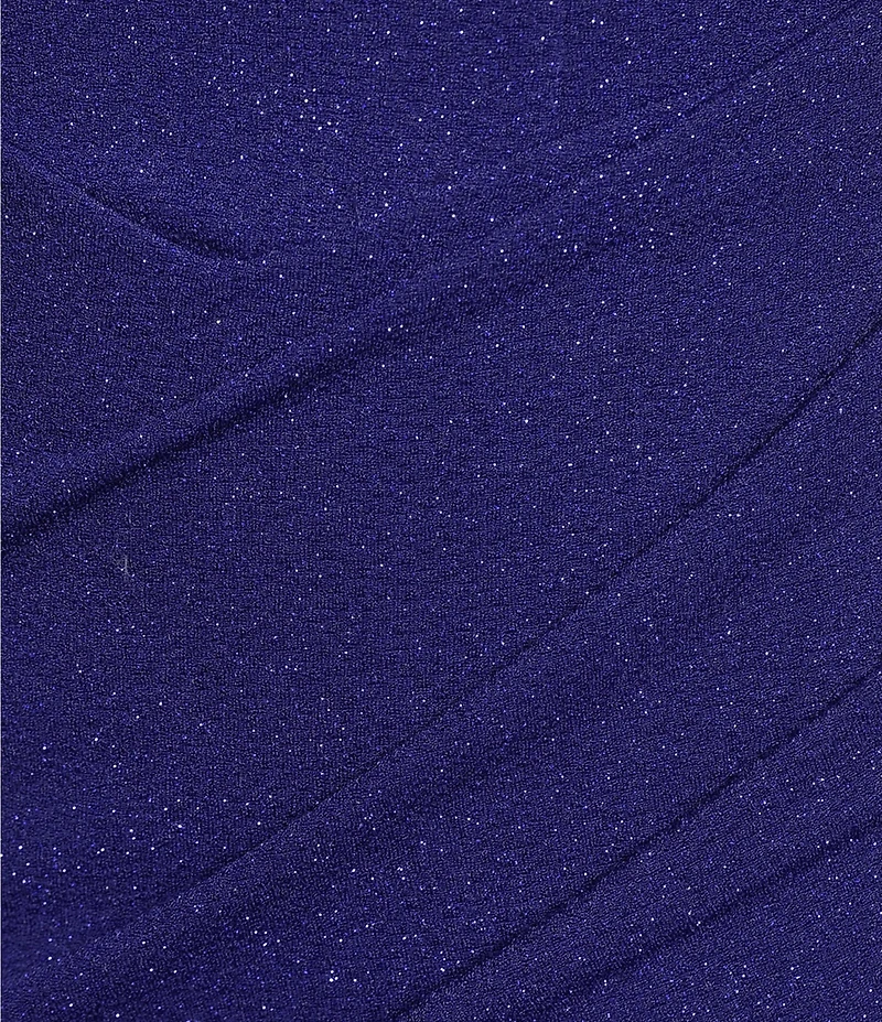 Midnight Doll Glitter Knit Square Neck Spaghetti Strap Ruched Tulip Hem Dress