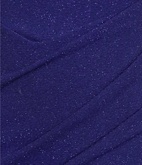 Midnight Doll Glitter Knit Square Neck Spaghetti Strap Ruched Tulip Hem Dress