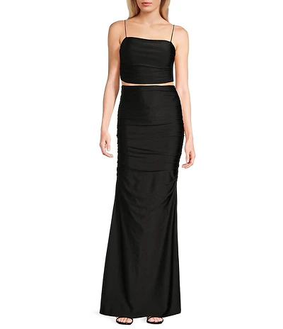 Midnight Doll Jersey Satin Knit Spaghetti Strap Dress
