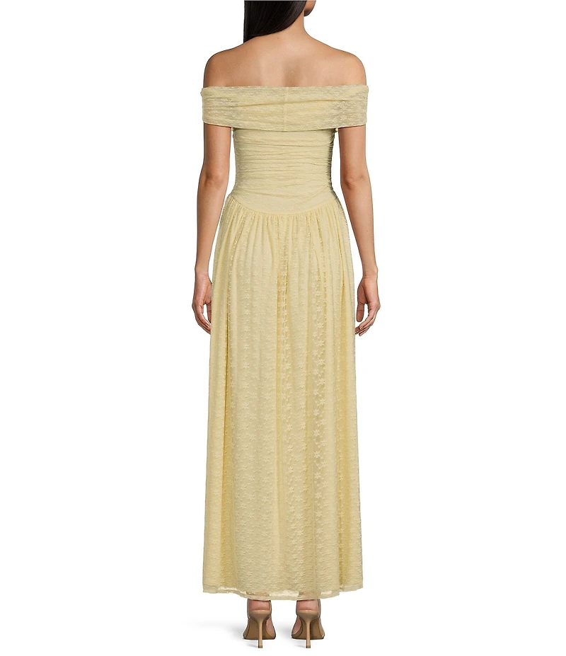 Midnight Doll Lace Off The Shoulder Drop Waist Maxi Dress