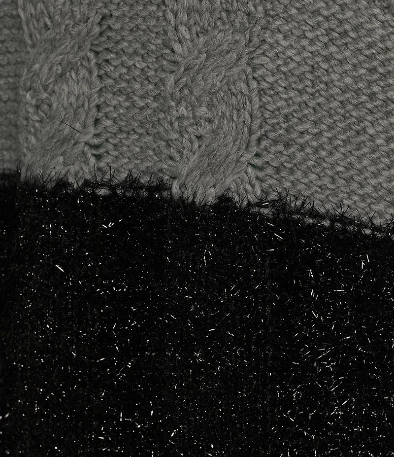 Midnight Doll Long Sleeve Cable Knit Stripe Sweater Dress