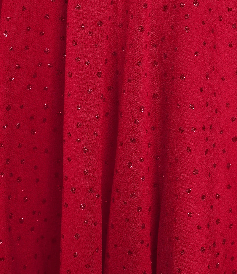 Midnight Doll Long Sleeve Glitter Dot Double Hem Fit & Flare Dress