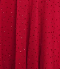 Midnight Doll Long Sleeve Glitter Dot Double Hem Fit & Flare Dress