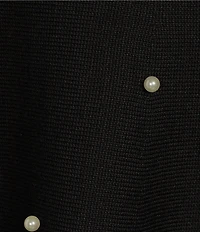 Midnight Doll Mock Neck Long Sleeve Pearl Sweater Dress