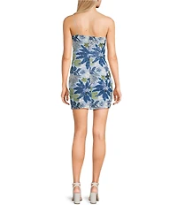 Midnight Doll One Shoulder Embellished Floral Sequin Front Slit Bodycon Dress