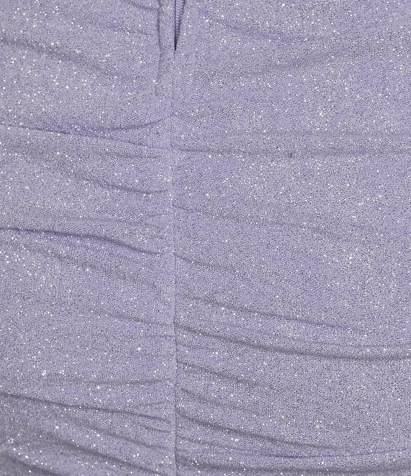 Midnight Doll Pattern Glitter Knit V-Neck Shirred Midi Dress