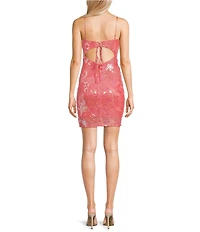 Midnight Doll Patterned Beaded V-Neck Open Tie Back Bodycon Dress