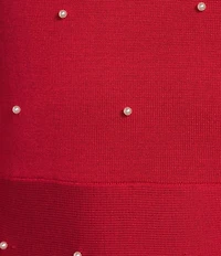 Midnight Doll Pearl Embellished Long Sleeve Sweater Knit Dress