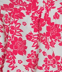 Midnight Doll Printed Bubble Textured Puff Sleeve Tie Back Dress