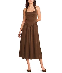 Midnight Doll Sateen Halter Neck Midi Dress
