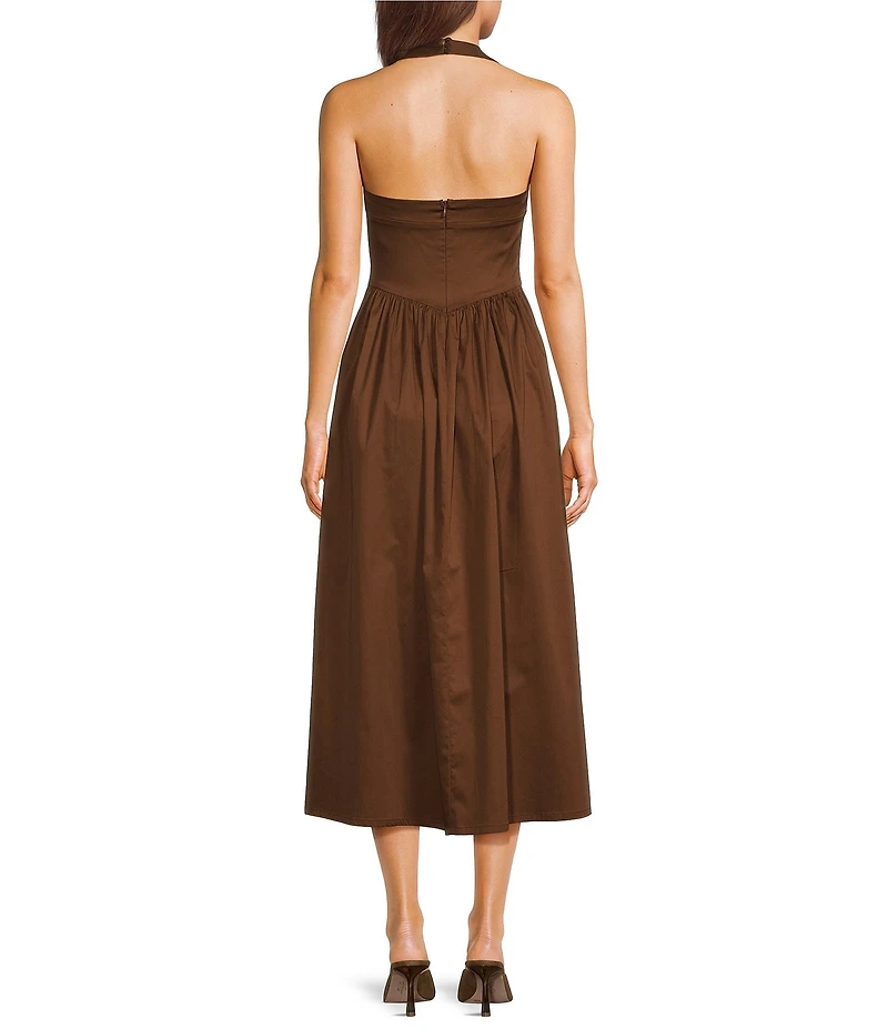 Midnight Doll Sateen Halter Neck Midi Dress