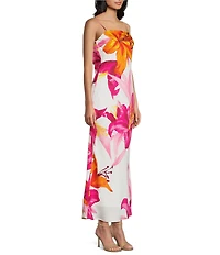 Midnight Doll Satin Floral Printed Maxi Dress