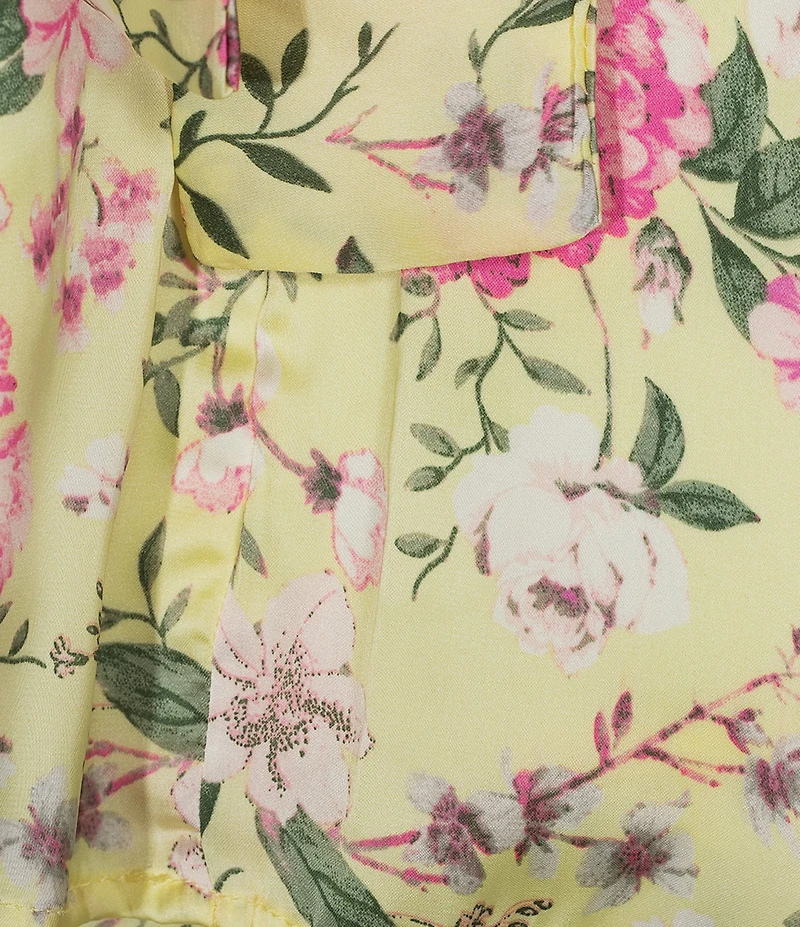 Midnight Doll Satin Floral Printed Tiered Maxi Dress