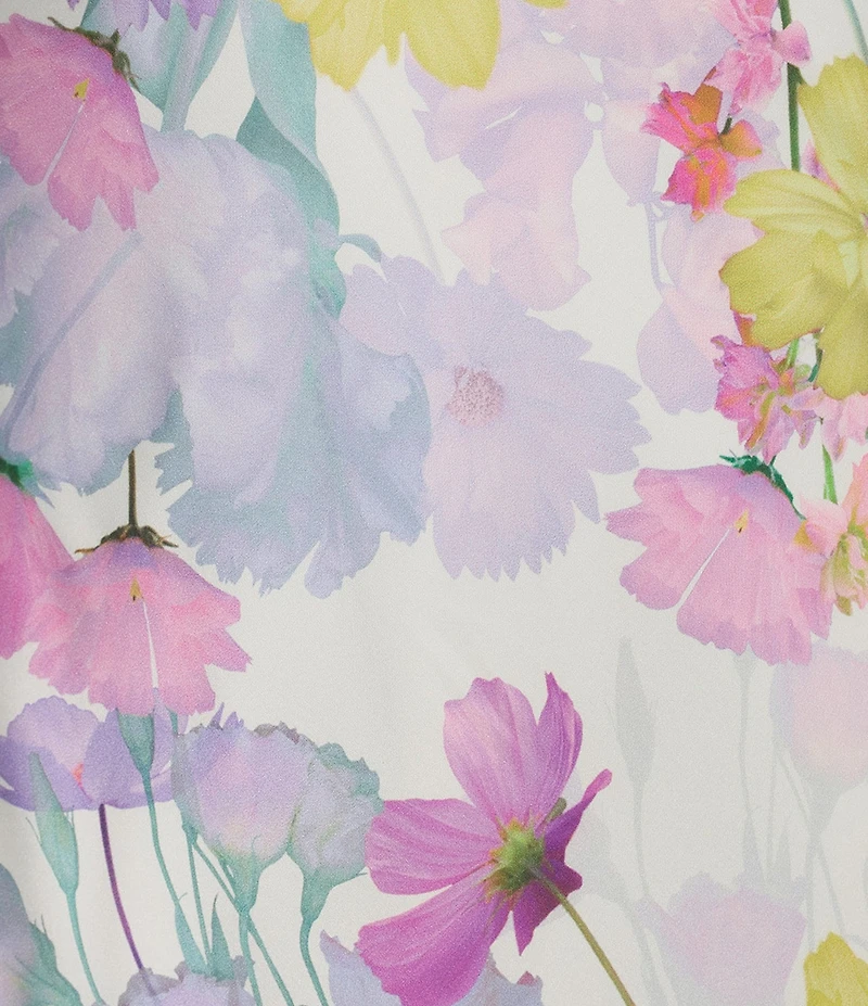 Midnight Doll Satin Floral Printed V-Neck Draped Back Maxi Dress