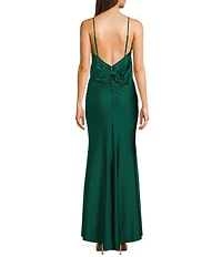 Midnight Doll Satin Knit Scoop Neck Bow Back Dress