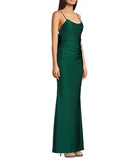 Midnight Doll Satin Knit Scoop Neck Bow Back Dress