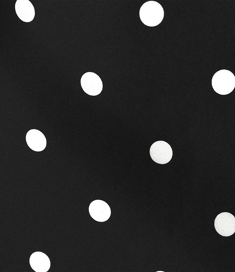 Midnight Doll Satin Polka Dot V-Neck Sleeveless Drape Back Dress