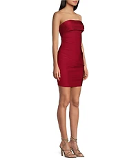 Midnight Doll Satin Strapless Ruched Bodycon Dress