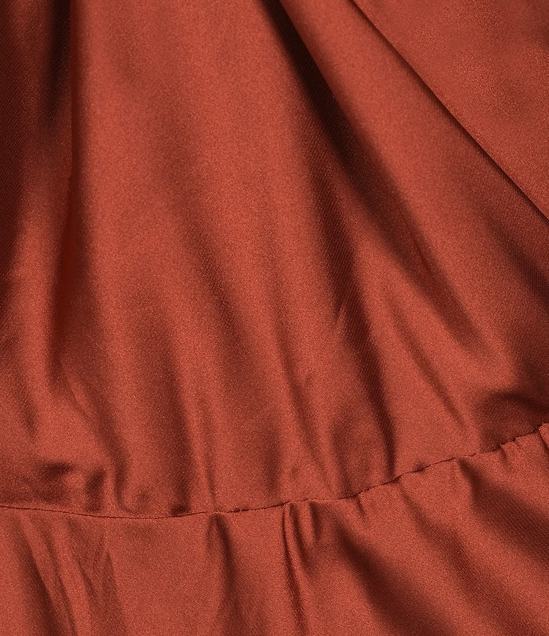 Midnight Doll Satin V-Neck Sleeveless Back Drape Dress