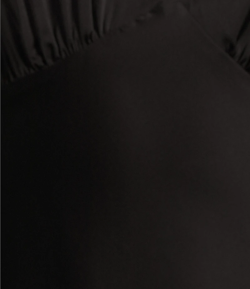 Midnight Doll Satin V-Neck Sleeveless Back Drape Dress