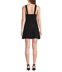 Midnight Doll Scuba Square Neck Bow Accented Dress