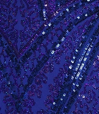 Midnight Doll Patterned Sequin Mesh Long Dress