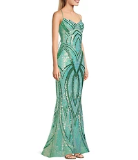 Midnight Doll Sequin Patterned V-Neck Pinch Front Lace Up Tie Back