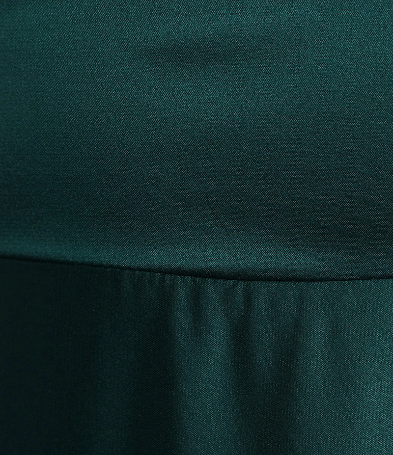 Midnight Doll Sherri Satin V-Neck Spaghetti Strap Tie Back A-Line Gown